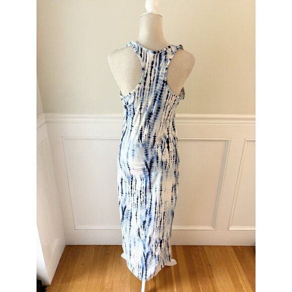 Blue Tie-Dye Racerback Maxi Dress Medium Sleeveless Cotton Blend - Picture 4 of 4